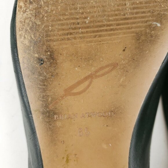 BRIAN ATWOOD Sonja Mules Black Pointed Toe Embossed Leahter Size 6.5 - Picture 9 of 10